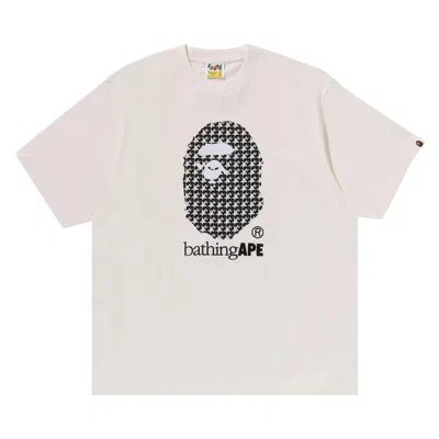 Pre-owned Bape Sta Houndstooth By Bathing Ape Relaxed Fit Tee 'ivory' | Cream | Men's Size Xxl In White