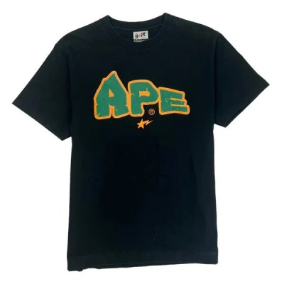 Pre-owned Bape Sta Logo T-shirt In Black Green/orange