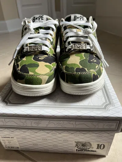 Pre-owned Bape Sta Low 'green Abc Camo' Shoes