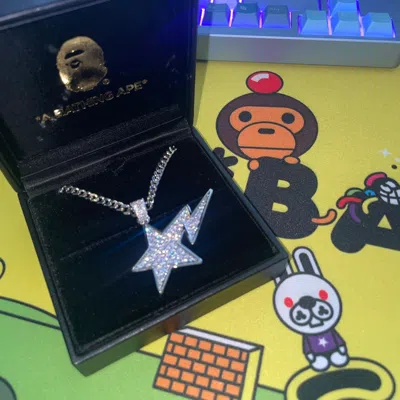 Pre-owned Bape Sta Necklace In Silver