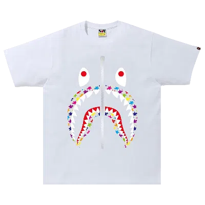 Pre-owned Bape Sta Pattern Shark Tee 'white'
