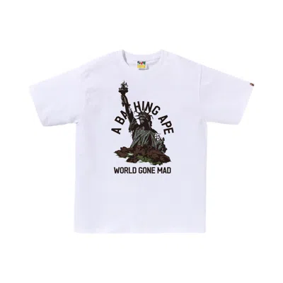 Pre-owned Bape Statue Of Liberty Tee 'white' | Men's Size L