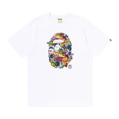 Pre-owned Bape Sticker Pack Ape Head Tee 'white' | Men's Size Xl