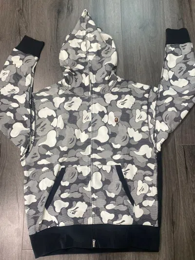 Pre-owned Bape Stripe Abc Camo Relaxed Full Zip Hoodie In Black