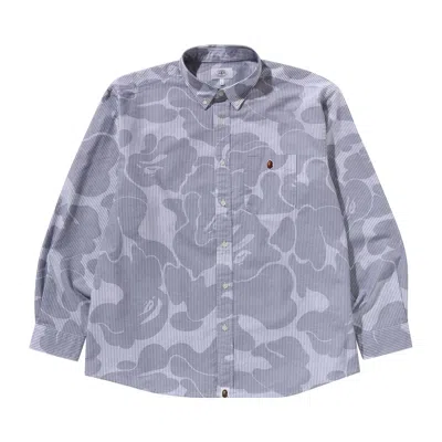 Pre-owned Bape Stripe Camo Relaxed Fit Shirt 'grey' In Gray