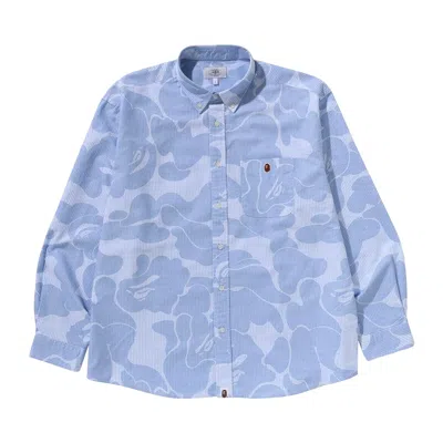 Pre-owned Bape Stripe Camo Relaxed Fit Shirt 'sax' In Blue