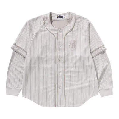 Pre-owned Bape Stripe Layered Sleeves Long-sleeve Baseball Shirt 'white'