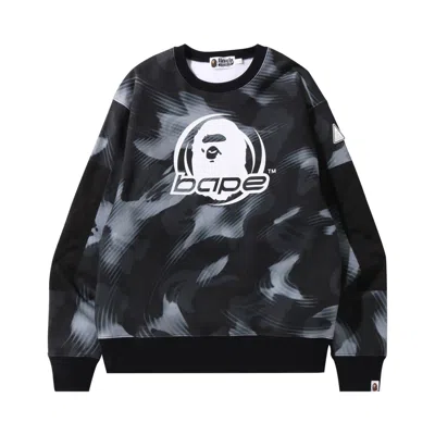 Pre-owned Bape Stroke Camo Relaxed Fit Crewneck 'black'