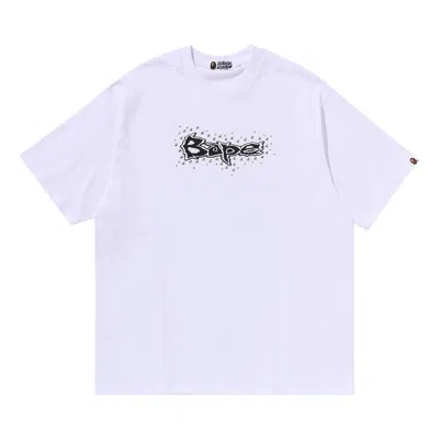 Pre-owned Bape Studs Logo Relaxed Fit Tee 'white'