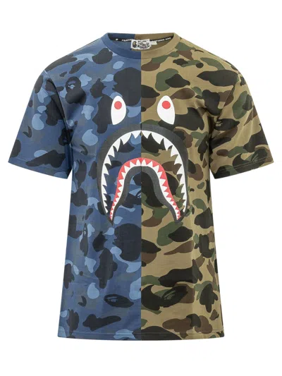 Bape Stylish Camouflage Graphic T-shirt In Multi
