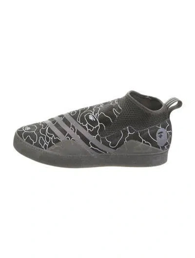 Pre-owned Bape Suede Printed Sneakers In Black