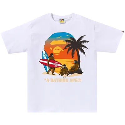 Pre-owned Bape Sunset Beach Ape Head Tee 'white'