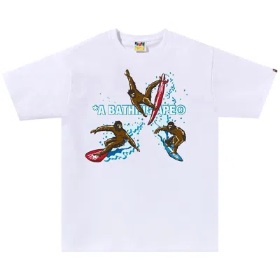 Pre-owned Bape Surfing Apes Tee 'white'