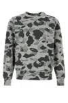 Bape Heather Gray Camo Ape Head One Point Crewneck Swea In Gray