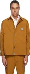 Bape Tan Bathing Ape Logo Canvas Work Shirt In Brown