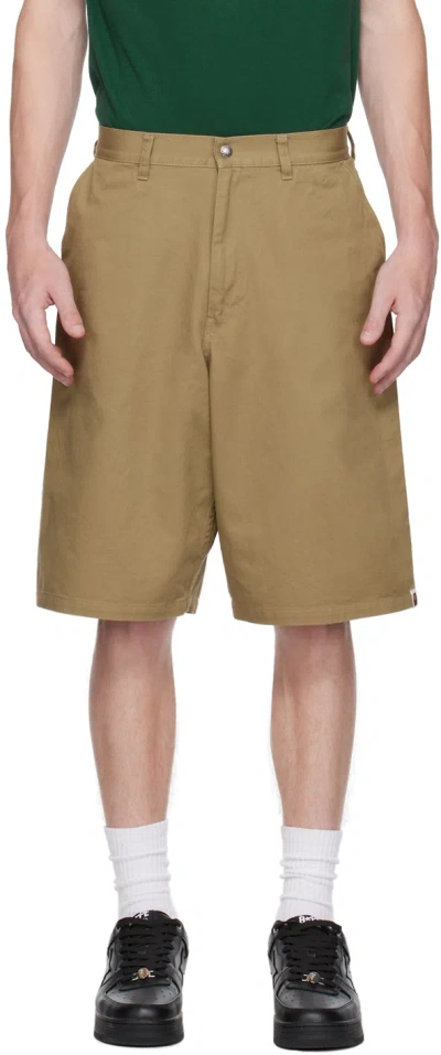 Bape Tan One Point Shorts In Beige