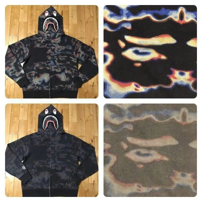 Pre-owned Bape Thermography  Camo Shark Full Zip Hoodie A Bathing Ape In Black