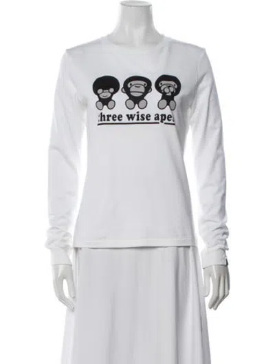 Pre-owned Bape Three Wise Apes Graphic Print T-shirt In White