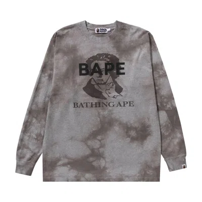 Pre-owned Bape Tie Dye Bathing Ape Long-sleeve Tee 'grey' | Men's Size L In Gray