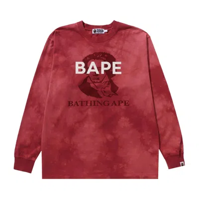 Pre-owned Bape Tie Dye Bathing Ape Long-sleeve Tee 'red' | Men's Size M