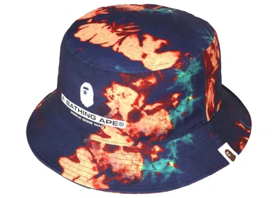 Pre-owned Bape Tie Dye Bucket Hat In Navy Blue