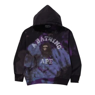 Pre-owned Bape Tie Dye College Relaxed Fit Pullover Hoodie 'black'