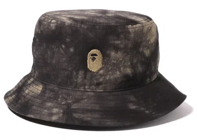 Pre-owned Bape Tie Dye One Point Bucket Hat In Black