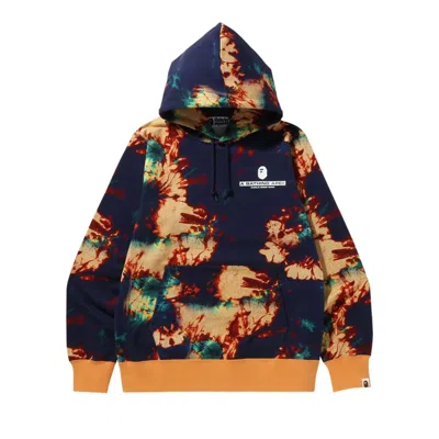 Pre-owned Bape Tie Dye Pullover Hoodie 'navy' In Blue