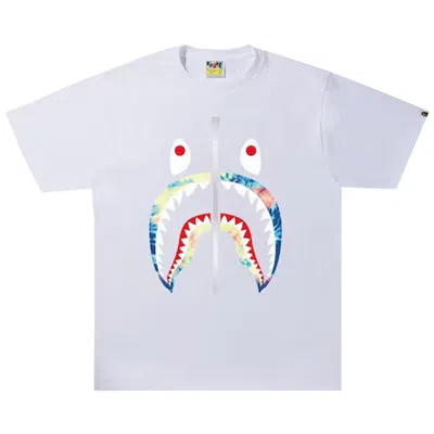 Pre-owned Bape Tie Dye Shark Tee 'white/multicolor'