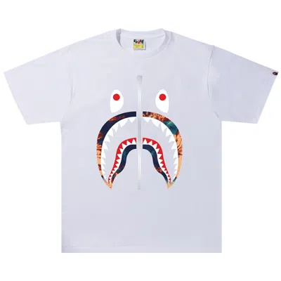 Pre-owned Bape Tie Dye Shark Tee 'white/navy'