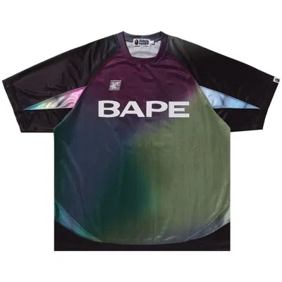 Pre-owned Bape Tie Dye Sta Stripe Pattern Relaxed Fit Football Jersey Tee 'black' | Men's Size L
