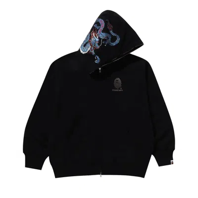 Pre-owned Bape Tiger And Dragon Relaxed Fit Full Zip Hoodie 'black' | Men's Size L