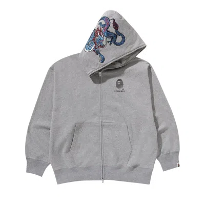 Pre-owned Bape Tiger And Dragon Relaxed Fit Full Zip Hoodie 'grey'