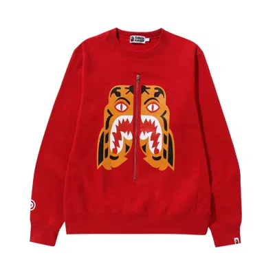 Pre-owned Bape Tiger Crewneck 'red'