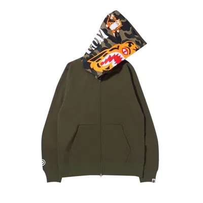 Pre-owned Bape Tiger Full Zip Hoodie 'olive Drab' | Green | Men's Size M