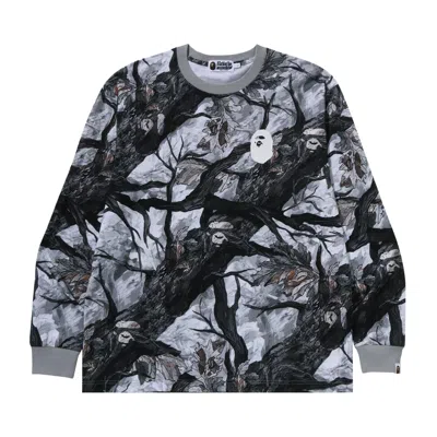 Pre-owned Bape Tree Edge Camo Relaxed Fit Long-sleeve Tee 'white' | Men's Size S