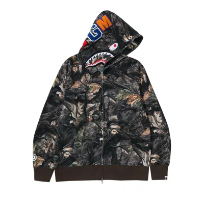 Pre-owned Bape Tree Edge Camo Shark Relaxed Fit Full Zip Hoodie 'brown' | Men's Size S