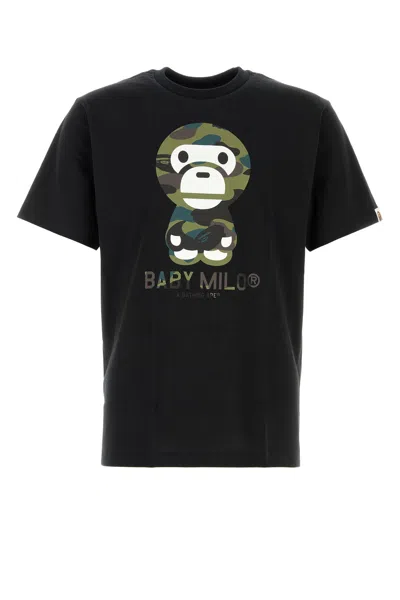 Bape Black Cotton 1st Camp Baby Milo T-shirt In Multi