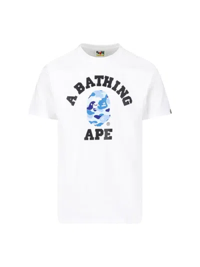 Bape Cotton Abc Camo Collage Crew T Shirt In White