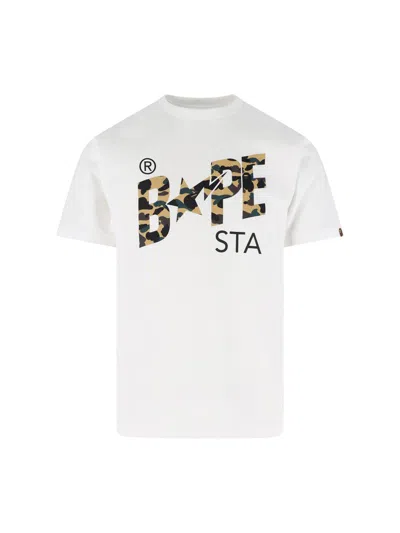 Bape T-shirt Logo Sta In White