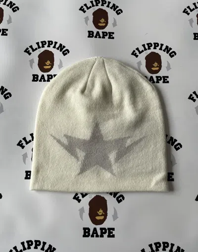 Pre-owned Bape Twin Sta Knit Cap In White