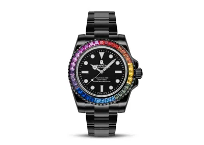 Pre-owned Bape Type 1 X Crystal Stone Watch In Black
