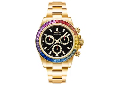 Pre-owned Bape Type 4 X Crystal Stone Watch In Gold