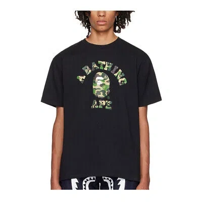 Pre-owned Bape Unisex Adults A Bathing Ape College Tee T-shirt Black/camouflage, Size Xl