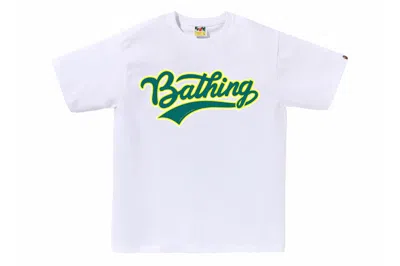 Pre-owned Bape Varsity Baseball Logo Tee White