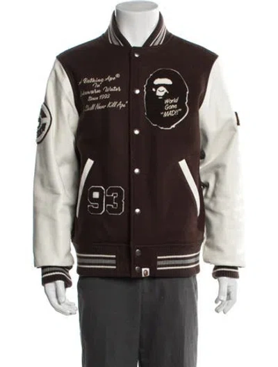 Pre-owned Bape Varsity Wool Varsity Jacket In Brown