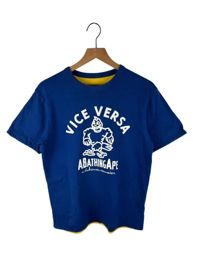 Pre-owned Bape Vice Versa Reversible Print T-shirt In Blue