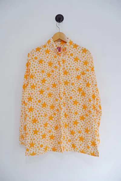 Pre-owned Bape Vintage  Star Full Print Button Shirt In Yellow