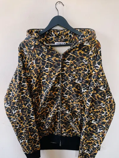 Pre-owned Bape Vintage Y2k  A Bathing Ape Leopard Camo Full Zip Hoodie In Brown