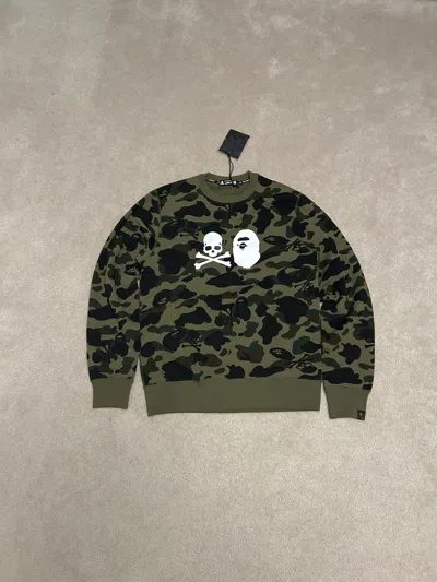 Pre-owned Bape Vs Mastermind 1st Camo Crewneck In Green
